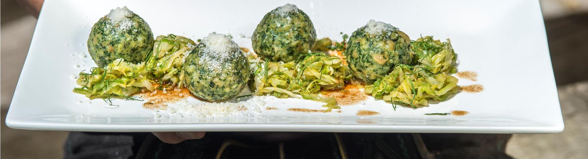 Typical south tyrolean dumplings with spinach