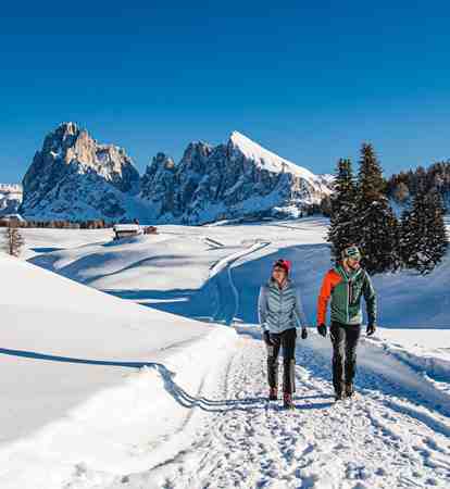 Coppia che fa una passeggiata invernale