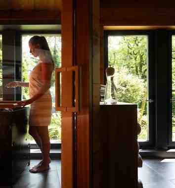 A woman in the finnish sauna