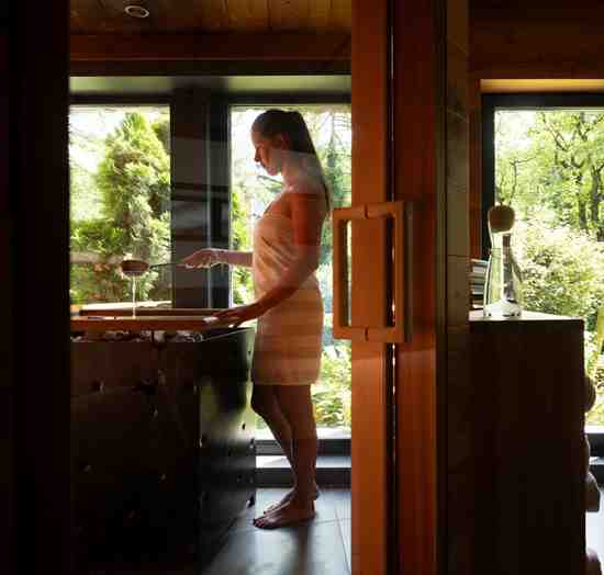 A woman in the finnish sauna